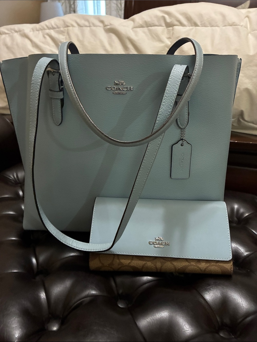 Coach Mollie Pebbled Leather Tote with Matching Wallet